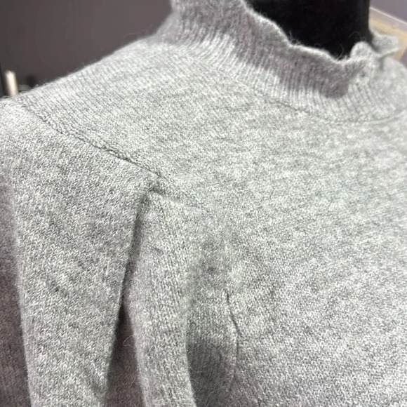 Cupio Blush Mock neck ruffle,long puff/pleated sleeve,soft, warm winter knit - Picture 2 of 9